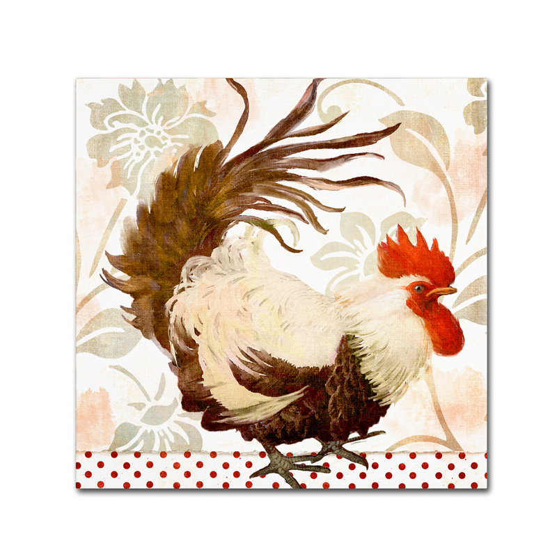 «Rooster Damask II» par Jadaya, impression sur toile tendue, H 24 po x l 24 po x P 2 po
