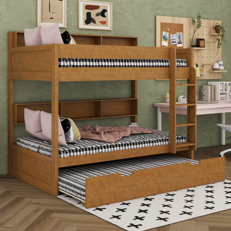 Bunk Bed , Trundle Bed Included, Twin Over Twin, Antique Wood