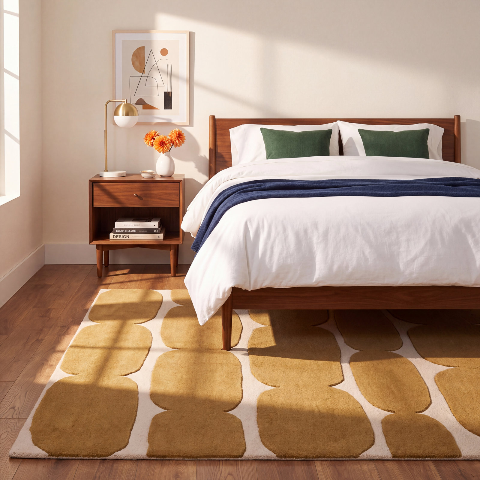 Brick Road Mustard Yellow Hand-Tufted Wool Rug, Rectangle 6' x 9'