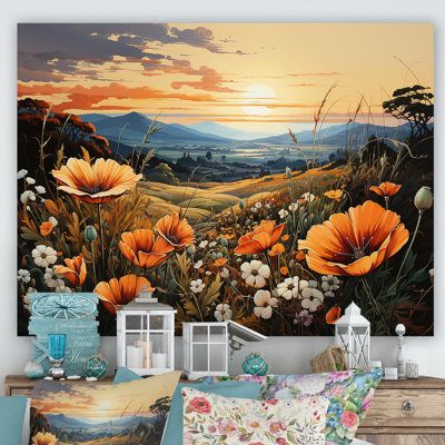 Radiant Golden Blooming Meadow I sur toile
