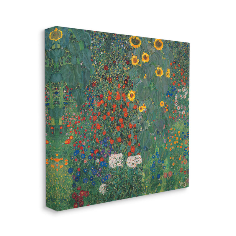 Art moderne sur toile, "Modern Flower Garden Collage" par Gustav Klimt, H 30 po x l 30 po x P 1,5 po