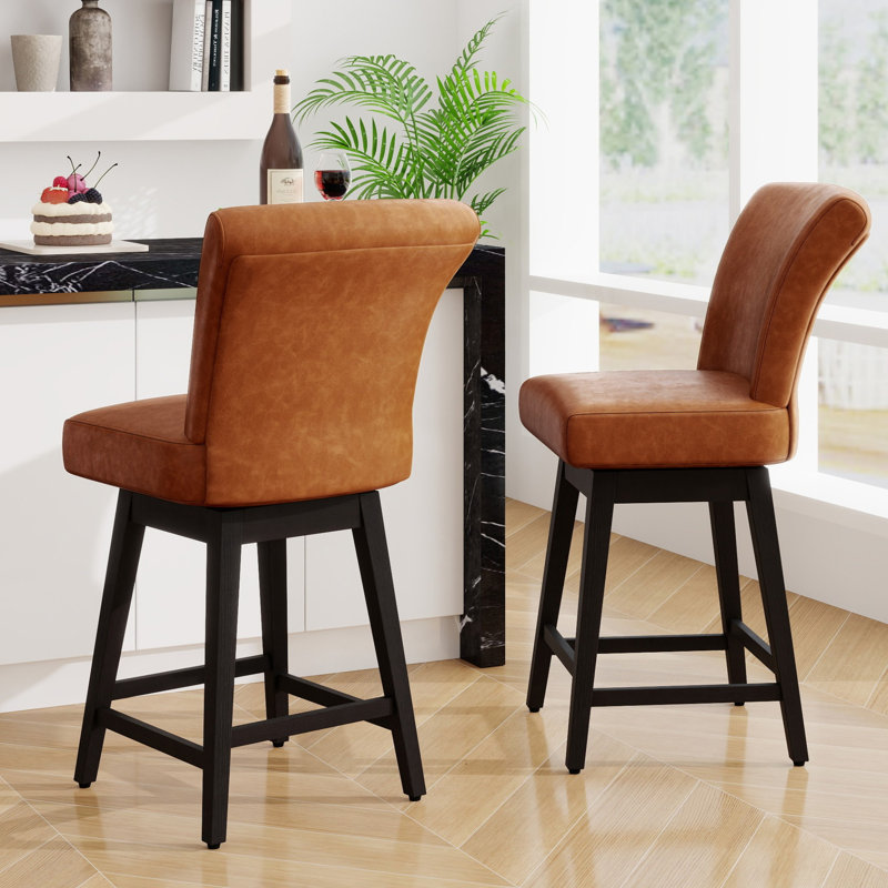 Tabouret de bar et de comptoir pivotant, Brun, 2