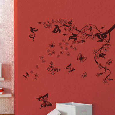 Butterfly Vine Art Floral Wall Sticker