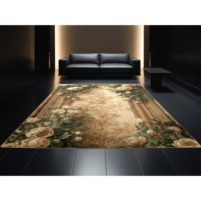 Tapis floral ornementé lavable à la machine Warleigh