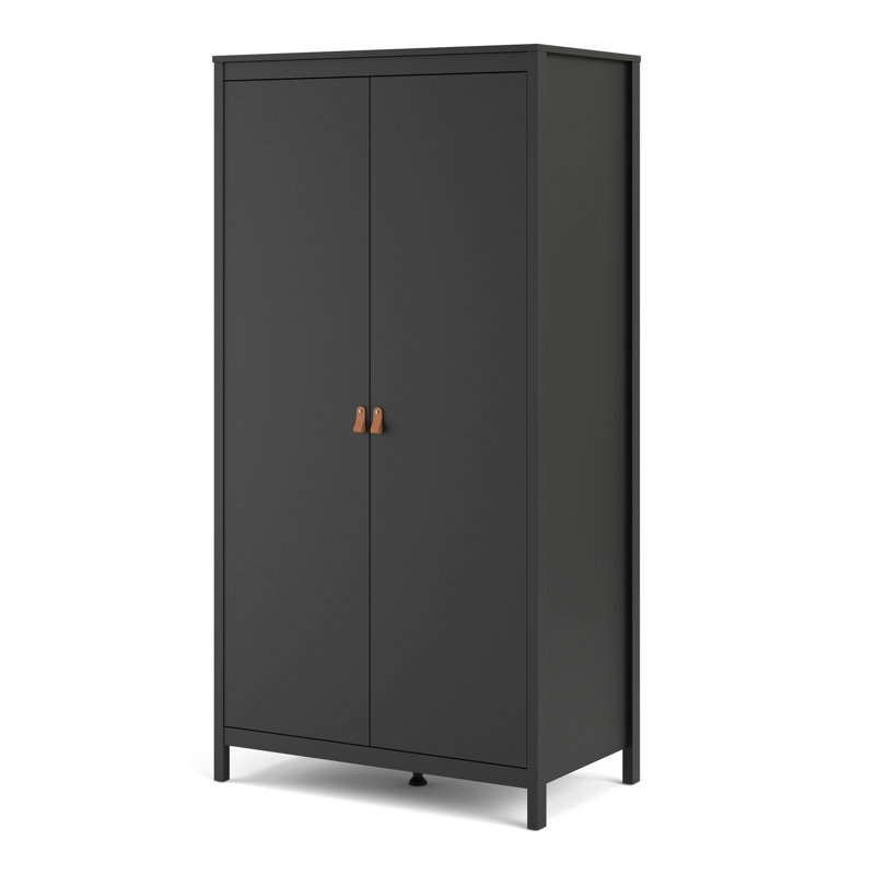 Cynteria 2 Door Manufactured Wood Wardrobe, Black