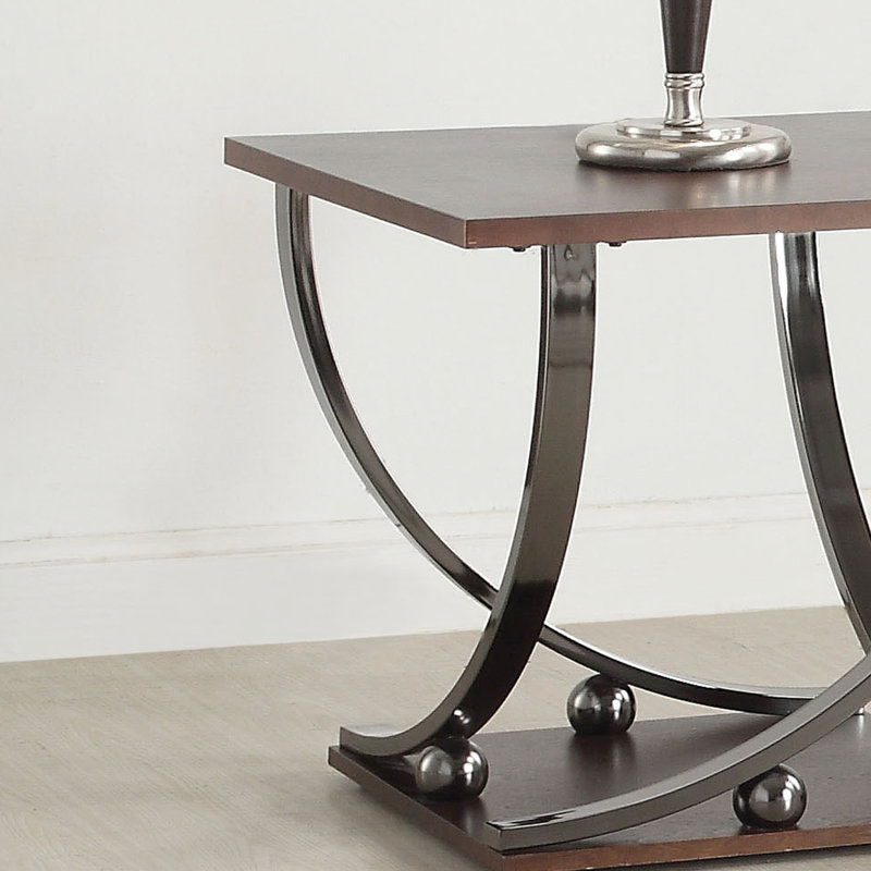 Table de bout en nickel noir de style contemporain avec plateau et plateau carrés carrés - Convient à différents thèmes de décoration
