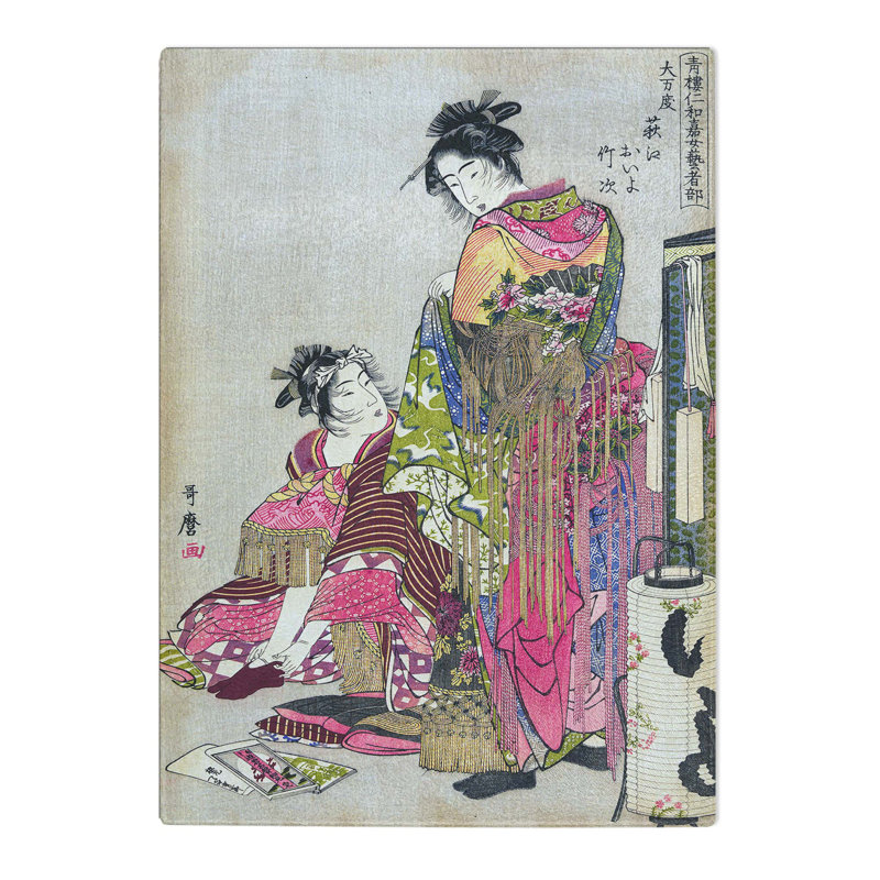 Tempered Glass Dressing a Geisha by Kitagawa Utamaro Chopping Board, 39cm W x 28.5cm L