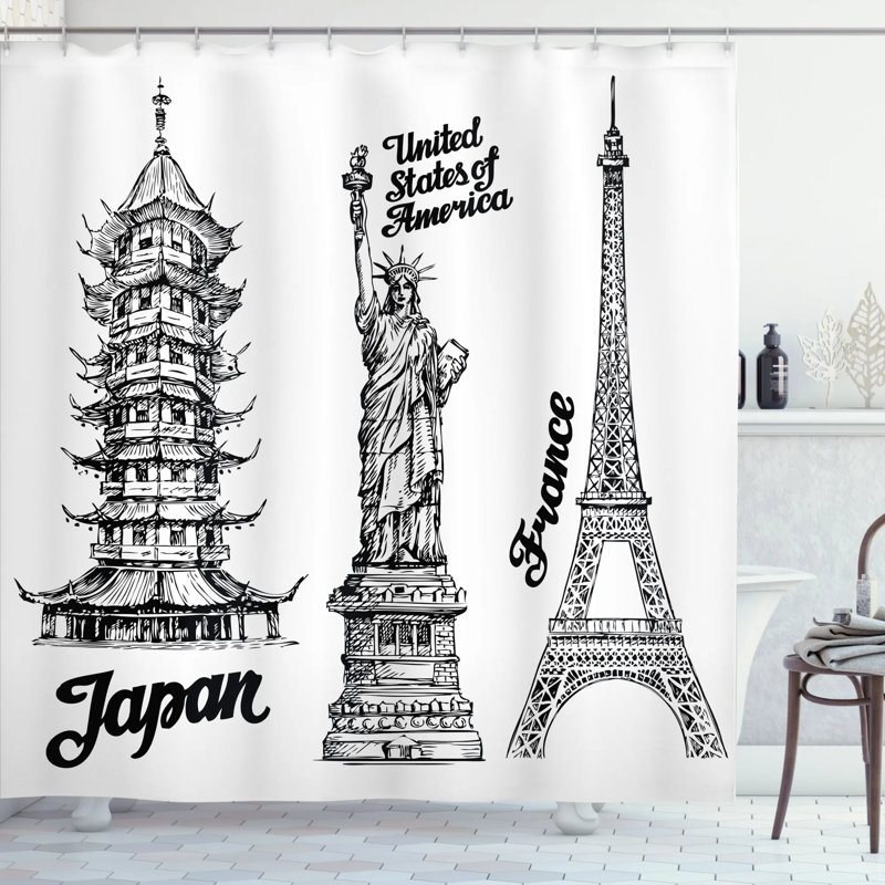 Rideau de douche simple pour l’immeuble touristique japan japan, H 75 po x l 69 po