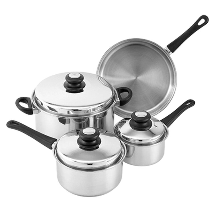 D3 Stainless 7 Piece Pots and Pans Cookware Set