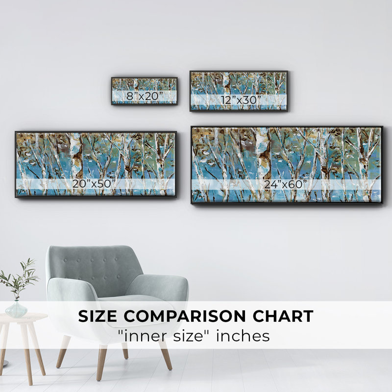 Winter Birch- Framed Canvas, 8" H x 20" W