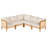 Alvie Modern Outdoor Acacia Wood Sectional Sofa With V-Shaped Frame And Woven Cane Accents