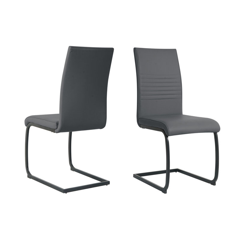 Stuhl 47cm H Upholstered Metal Cantilever Chair, in Grey