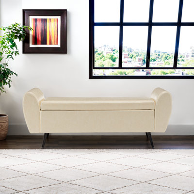 Shaneta 55"W Vegan Leather Storage Bench Storage Ottoman for King Size Bed