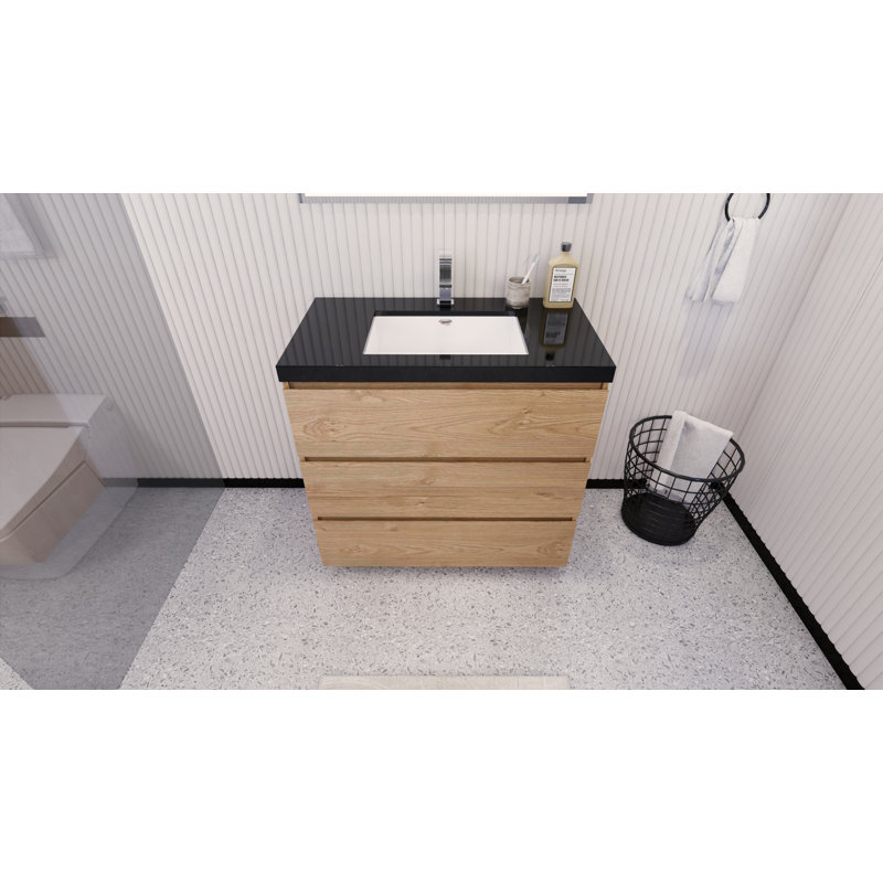 Reyes 35'' Single Bathroom Vanity Base Only, New England Oak