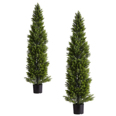 Cèdre artificiel topiaire, arbustes artificiels de 60 po, arbre en soie artificielle, assemblage facile pour la décoration du porche extérieur, du jardin, du balcon, de la cour, du bureau intérieur
