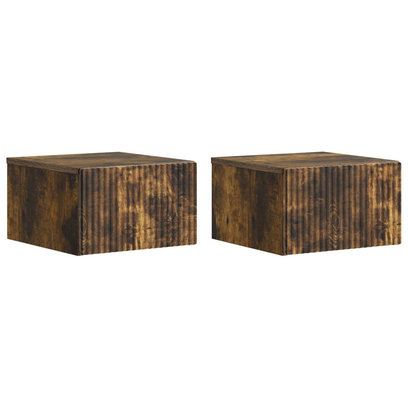33cm W Manufactured Wood Bedside Table, Smoked Oak