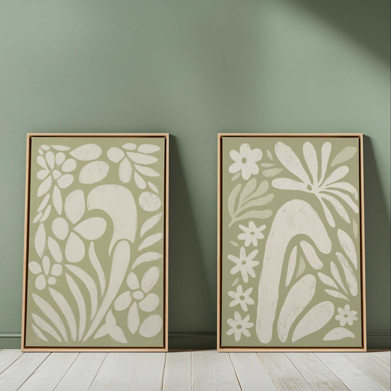 Ensemble de 2 impressions «Whimsy in Bloom», Cadre flottant noir satiné, 30 po x 20 po