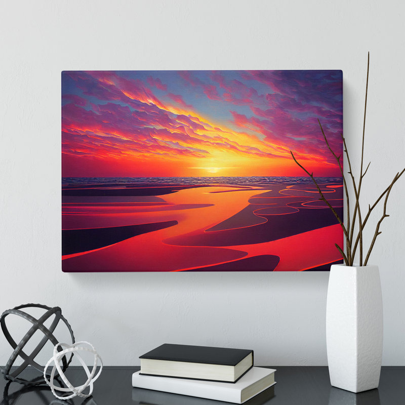Fierce Ocean Beach Sunset - Wrapped Canvas, 35cm H x 50cm W x 3cm D