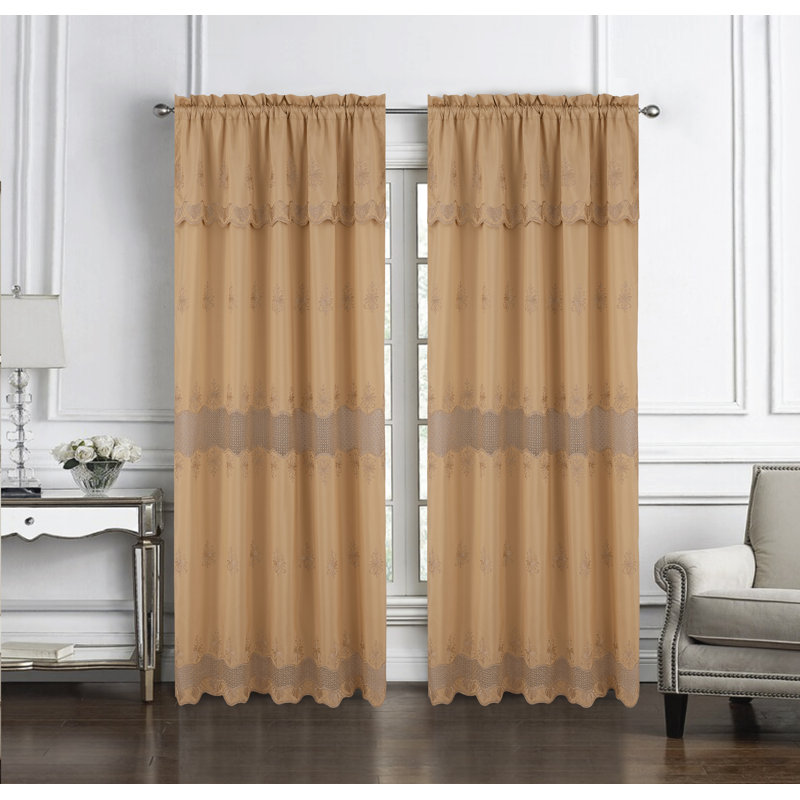 Rideau de fenêtre en cristal brodé 84 "ou 90" Cristine, L 54 po x L 84 po, Or