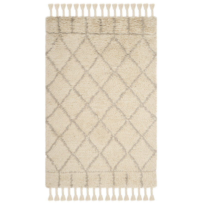 Jalbert Geometric Wool Hand Woven Area Rug, Rectangle 122 x 183 cm