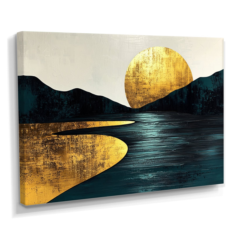 Randles Quiet Bold River dans la collection Emerald Gold Harmony II - Forest River Mountains, fresque murale, Toile tendue