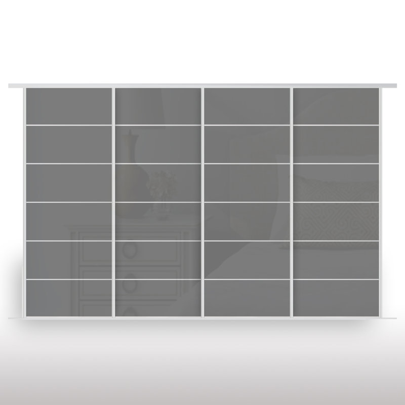 Avinaash 4 Door Wardrobe, Dark Grey, 243cm H x 365cm W x 8.2cm D