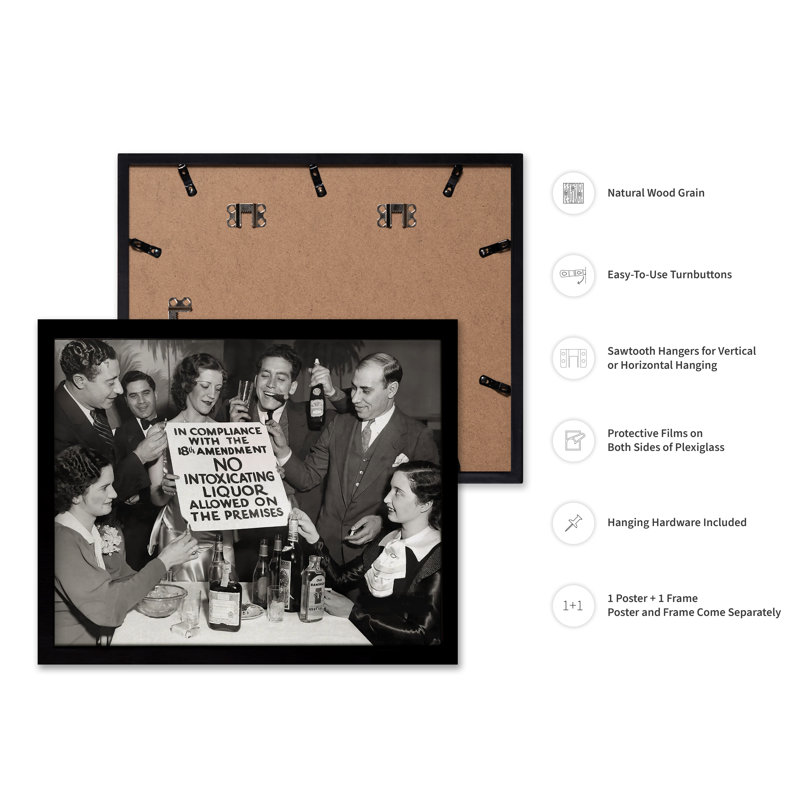 Célébrer la fin de la Prohibition, H 16 po x l 20 po, Affiche, Cadre noir