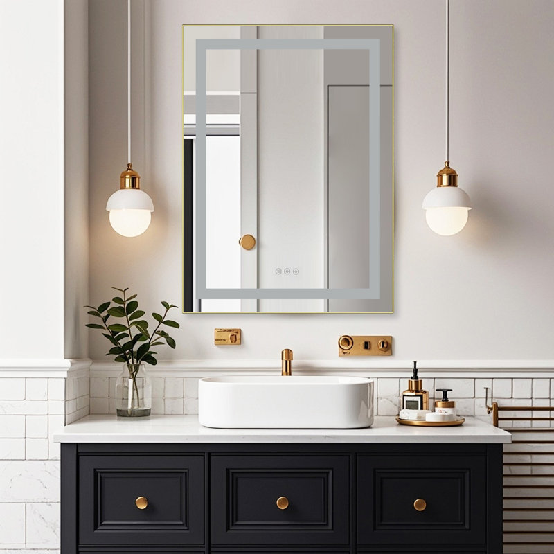 Led Mirror Bathroom Vanity Mirror With Back Light,wall Mount Multifunctional Vanity Mirror,aluminium Frame, Rectangle