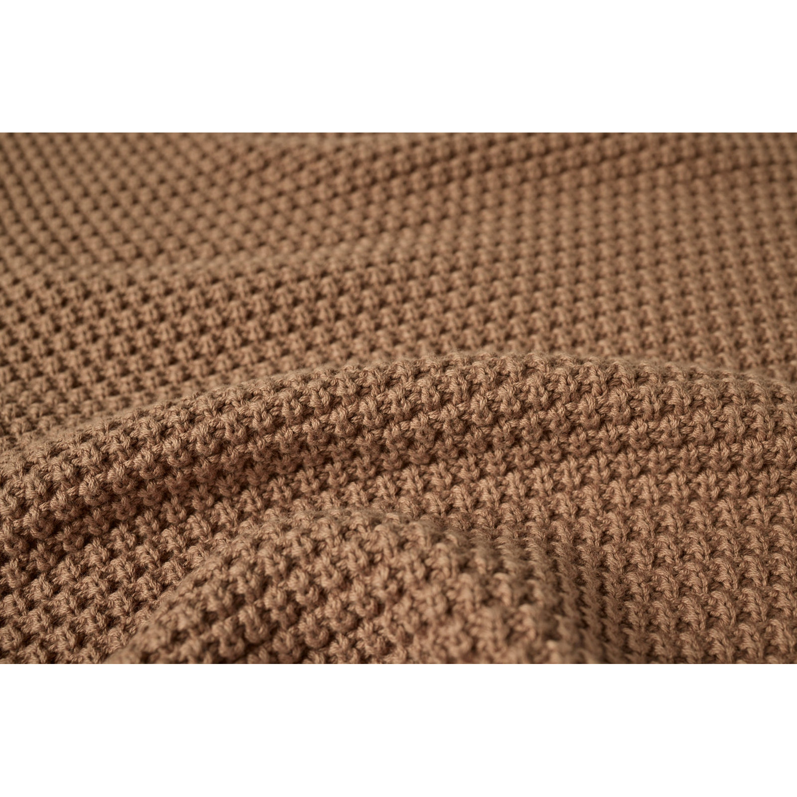 Avalon Cotton Knitted Throw Blanket, Almond