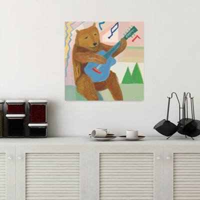 Joyeux ours musicien abstrait, fantaisiste et contemporain