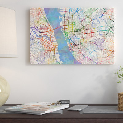 : liverpool, england, royaume-uni, impression sur toile tendue Urban Rainbow Street Map Series
