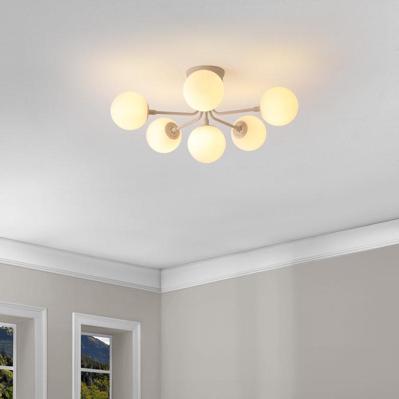 Sydni 6 - Light 24'' Cluster Globe Flush Mount, Almond