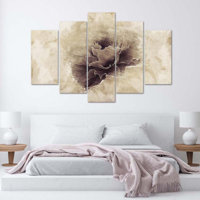 Rose Flower Beige Nature 5 Piece Wall Art Set on Canvas
