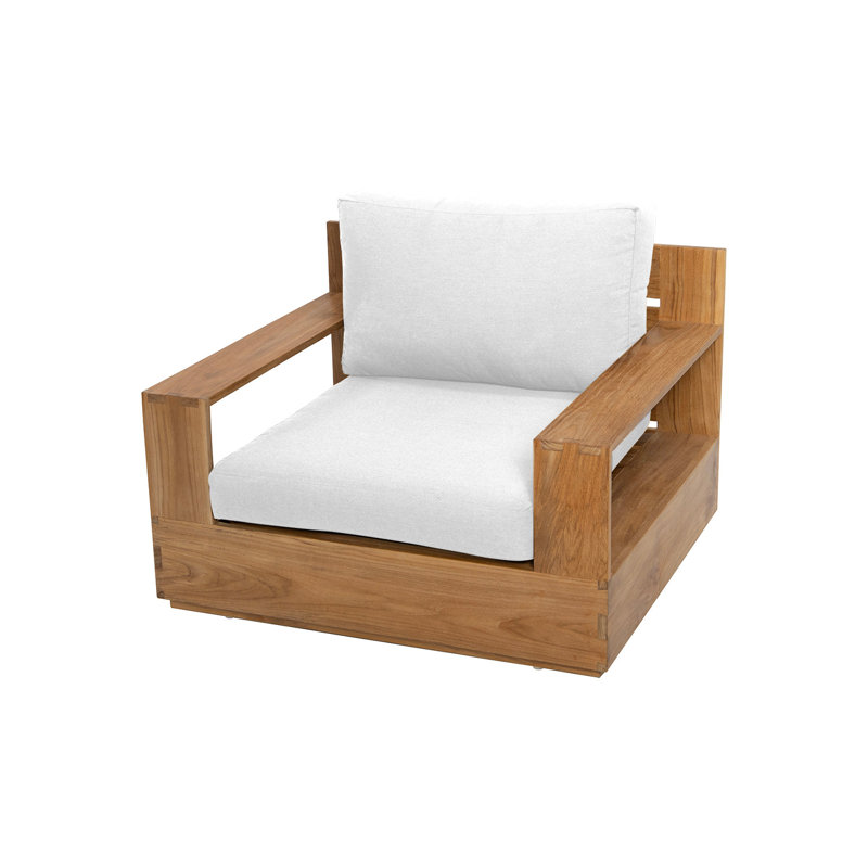 Pacific Outdoor 2 - Piece Teak Conversation Set with Sunbrella Cushions, White