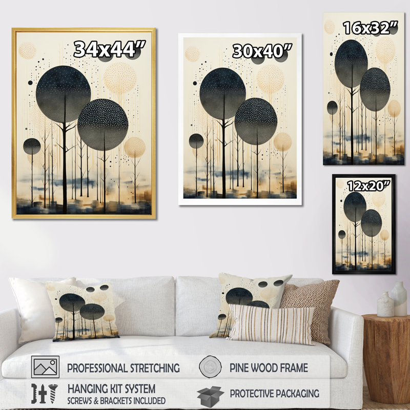 Yalin Gray Beiige Mid Century Minimalist Oasis - reproduction sur toile, H 44 po x l 34 po x P 1,5 po, Toile tendue