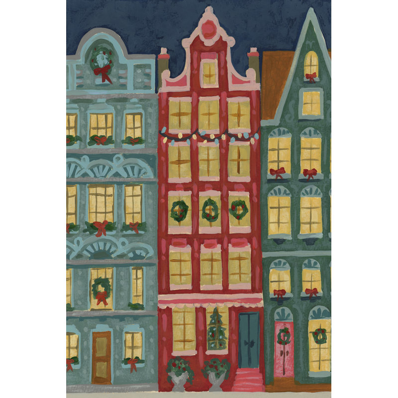 Tayson Holiday Houses I by June Erica Vess - Wrapped Canvas Print, 30 cm H x 20 cm W