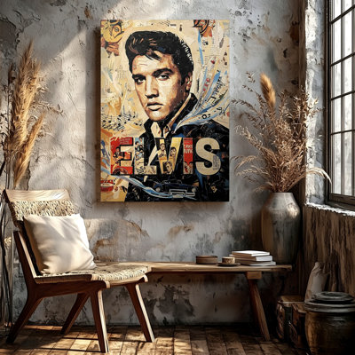 Vintage rétro chanteur Rockabilly, collage, notes de musique, affiche, impression sur toile, décor de bureau de studio de musique, décoration murale surréelle moderne pour appartement, loft, entrée, style maison