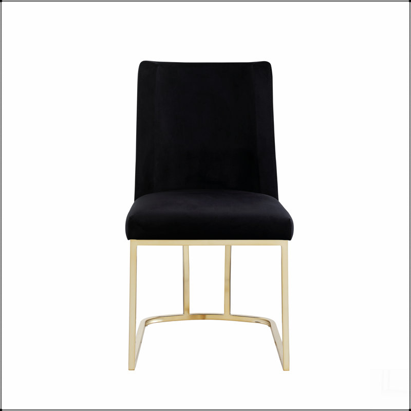 Chaise de salle à manger, ensemble de 2 chaises d'appoint rembourrées en velours, Noir