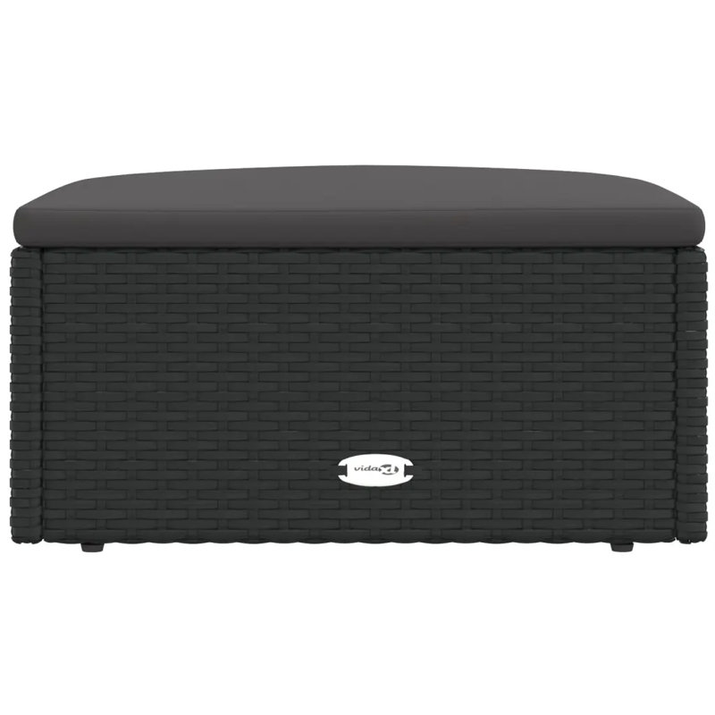 Newlark Upholstered Outdoor Ottoman, Dark Grey, Black