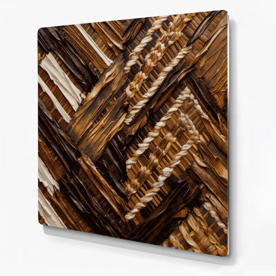 Hawaiian Lauhala Weaving Brown Metal Wall Art