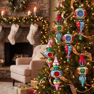 8" Glass Reflector Finial Ornament