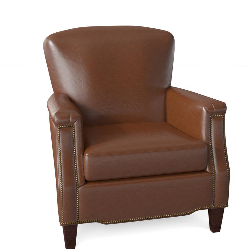 Vincent Armchair, Mahogany, French Natural, Milestone White Genuine Leather