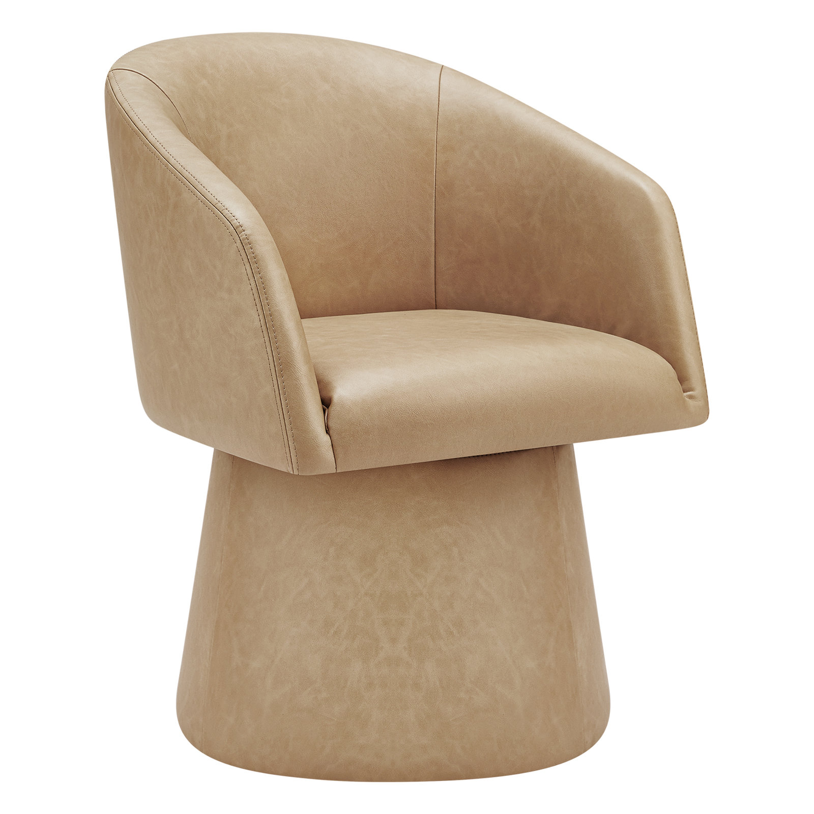 Kyo Chenille Upholstered Barrel Chair, Tan
