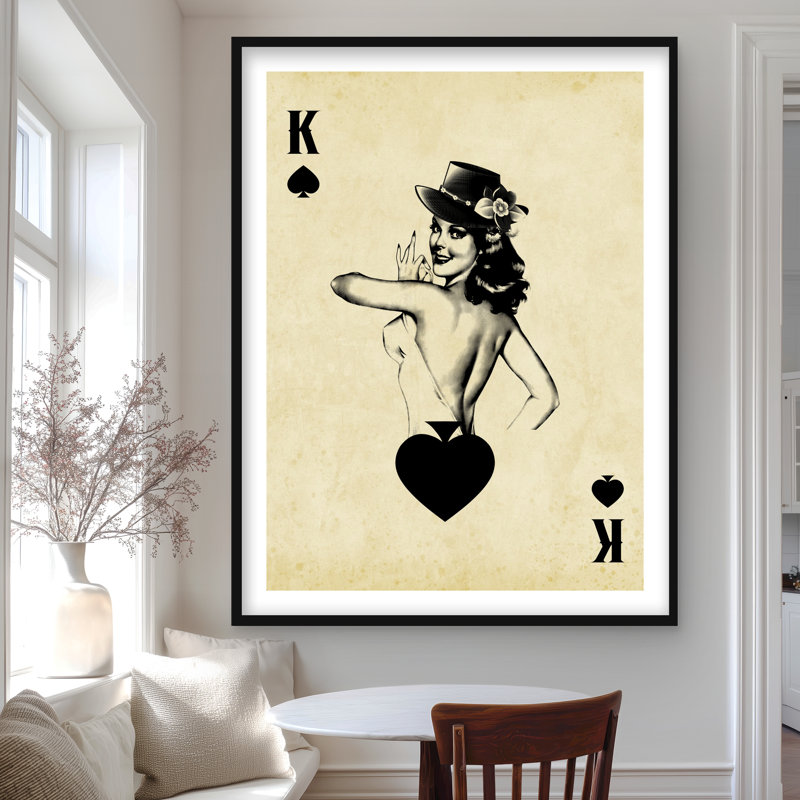 «King of Spades - Typo & Symbols», reproduction encadrée avec passe-partout noir