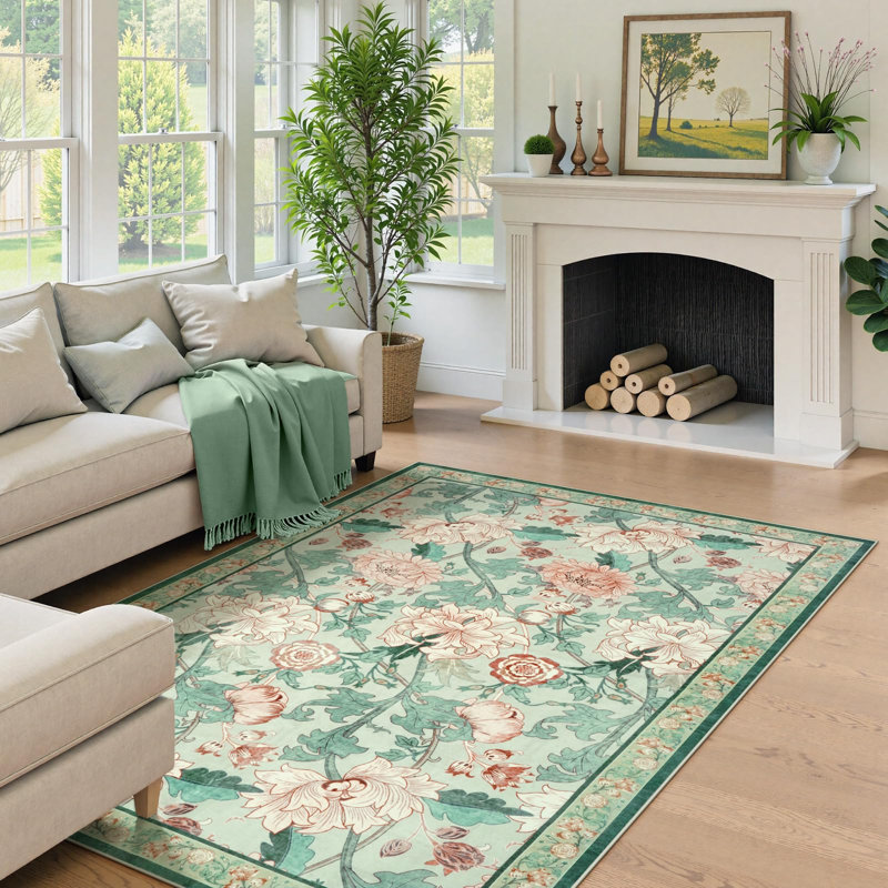 Tapis antidérapant à motif floral Kaldi, Rectangle 5 pi x 7 pi