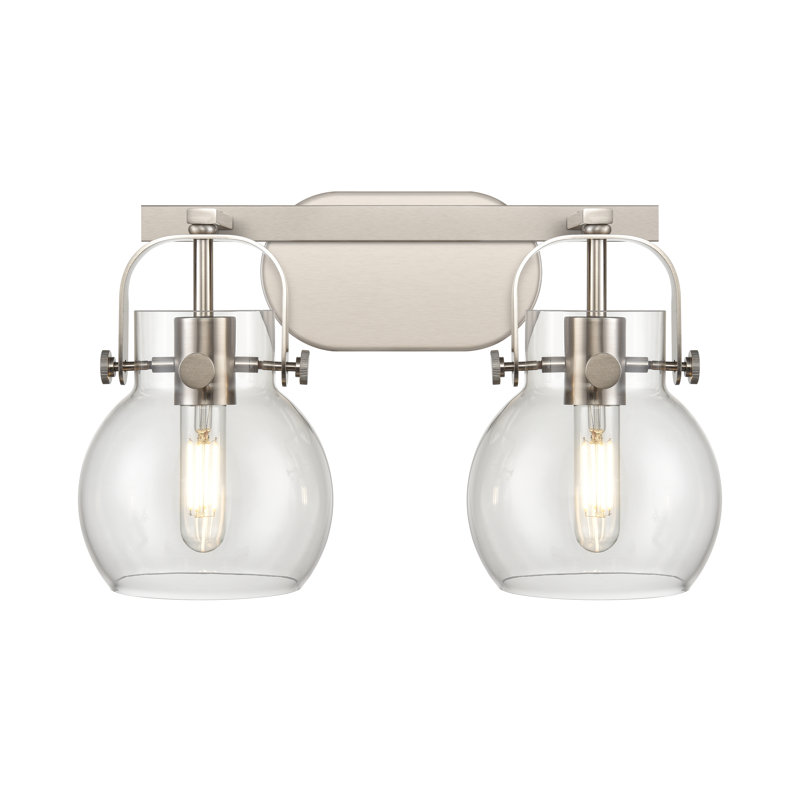 Éclairage pour meuble-lavabo mural 6 po Shueyville, Transparent, Nickel satiné, Deux lumières