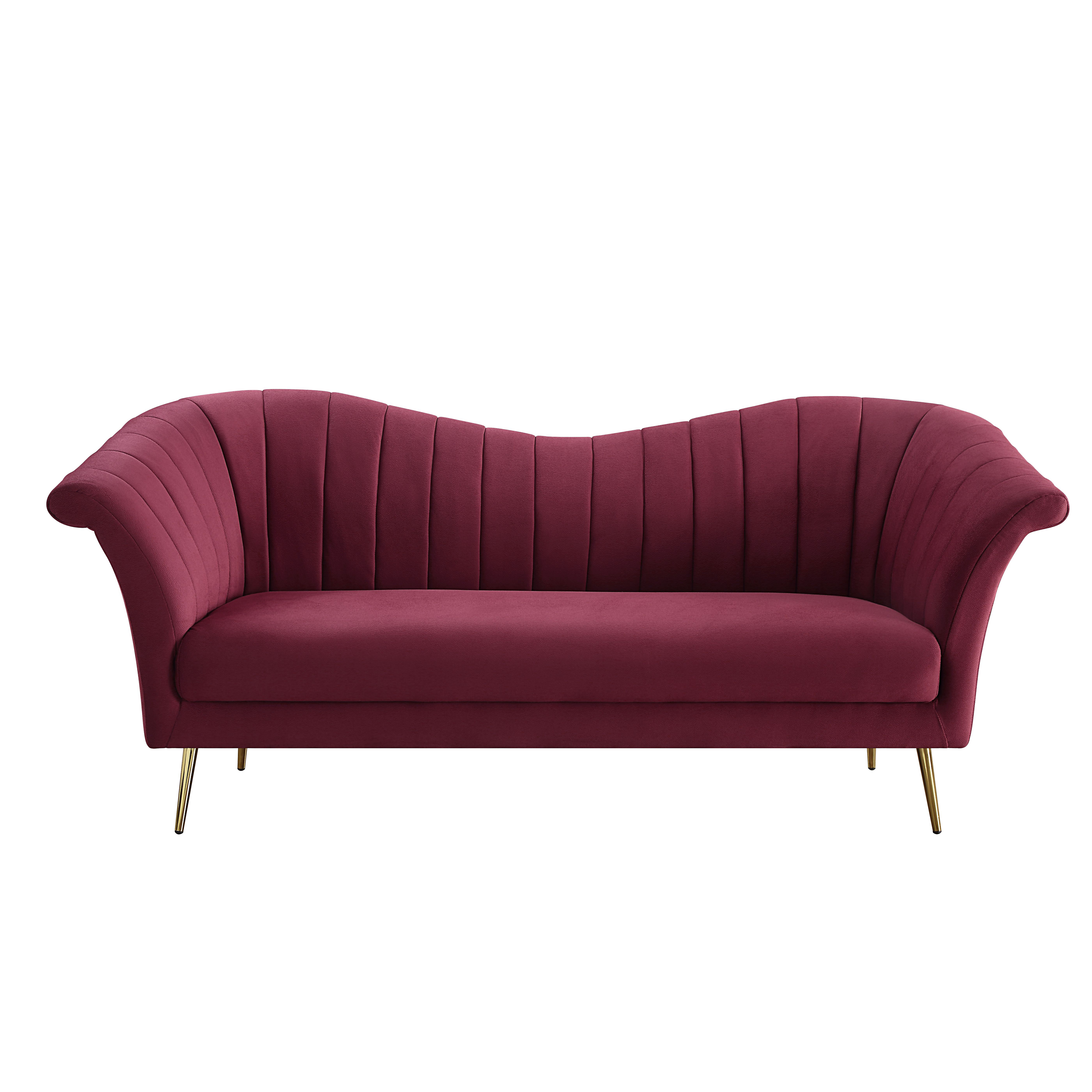 Everly Quinn Sofa With Arched Design And Vertical Channel Tufting