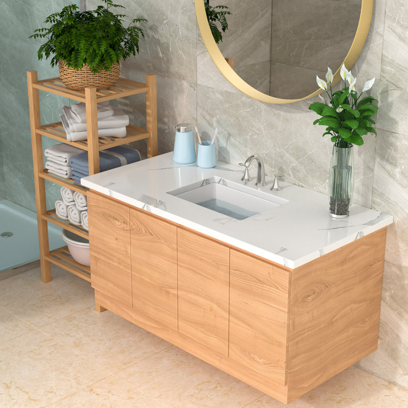 22" White Ceramic Rectangular Undermount Bathroom Sink