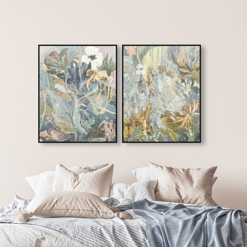 Moss Overlap Set Set by Oliver Gal, 42"H x 34"W, Black Floater Frame