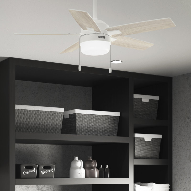 Anisten 44" 5 - Blade Indoor Ceiling Fan With Lights and Pull Chains, Small Room, White